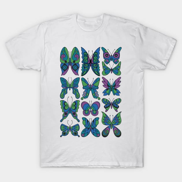 Retro Inspired Butterfly Pattern T-Shirt by CarleahUnique